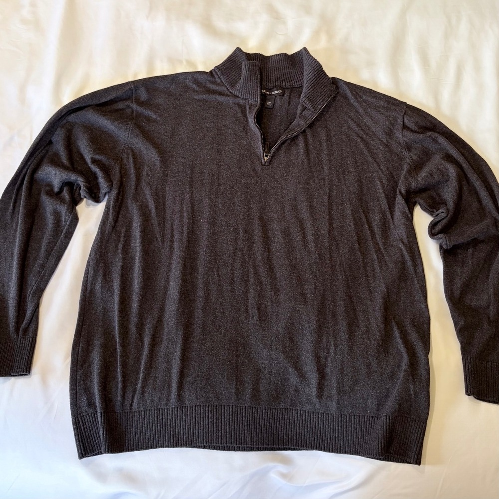 Tricots St Raphael Mens XXL Charcoal Gray Heather Quarter Zip Mock Neck Sweater